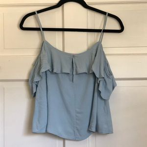 Baby Blue Blush Boutique cold shoulder blouse